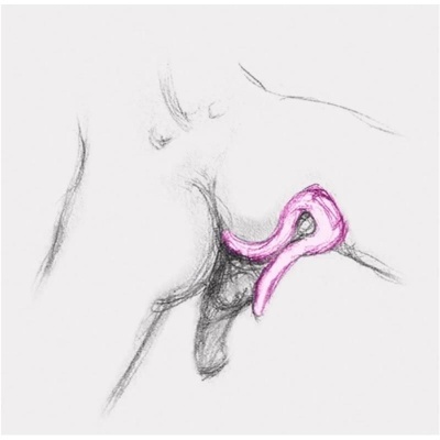 Desenho a carvão de uma figura humana com objeto rosa