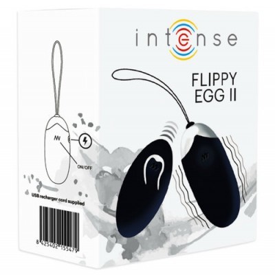 Embalagem do produto íntimo FLIPPY EGG II, preto, com controlo ON/OFF e recarga USB