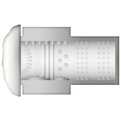 Dispositivo cilíndrico com padrão texturizado interior em corte transversal