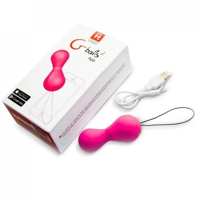 Dispositivo rosa com cabo USB e embalagem branca com texto e ícones