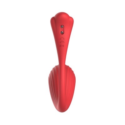 Vibrador vermelho em silicone com textura ondulada