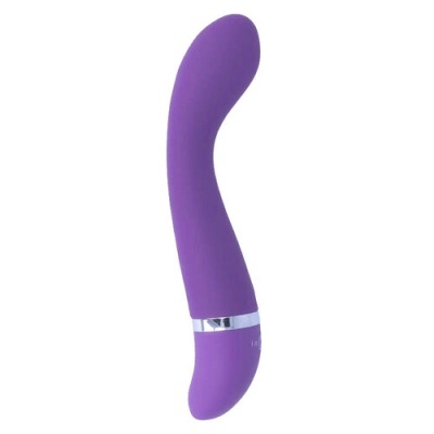 Vibrador roxo em silicone com base prateada
