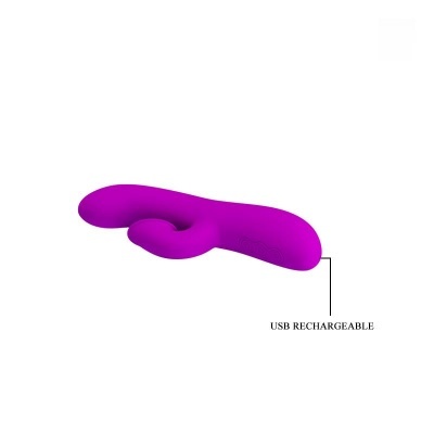 Vibrador cor-de-rosa em silicone com etiqueta USB RECHARGEABLE