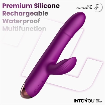 Vibrador roxo de silicone com botões, resistente à água e recarregável
