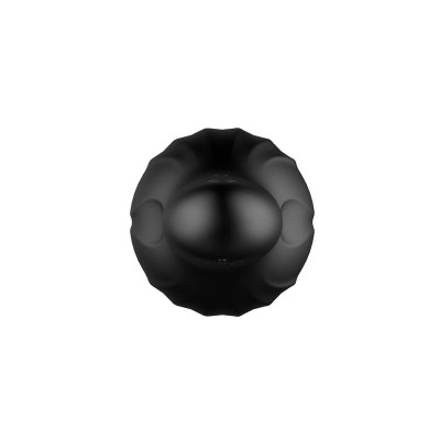 Objeto preto arredondado com textura ondulada visto de cima