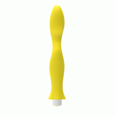 Vibrador amarelo em silicone com base branca