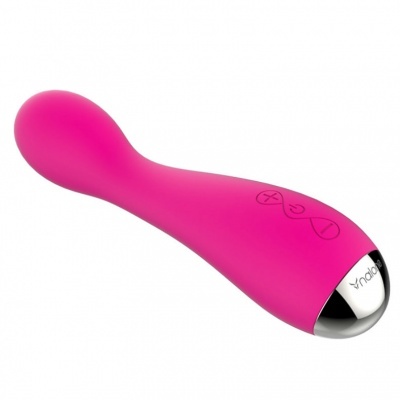 Vibrador cor-de-rosa em silicone com extremidade metálica prateada