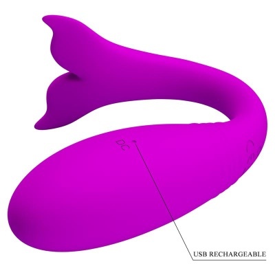 Dispositivo roxo em silicone recarregável USB em fundo branco