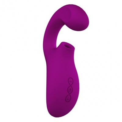 Vibrador roxo em silicone com formato ergonómico