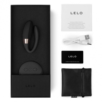 Conjunto LELO com dispositivo preto, comando, cabo USB, cartão de garantia, manual e bolsa preta