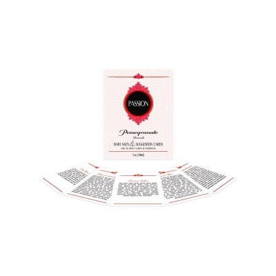 Conjunto de cartas de oráculo PASSION Pomgranate com caixa branca e cartas espalhadas