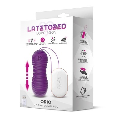 Embalaem de ovo vibratório roxo com controlo remoto branco da marca LATESTOBED