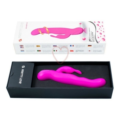 Vibrador cor-de-rosa com embalagem branca e caixa preta