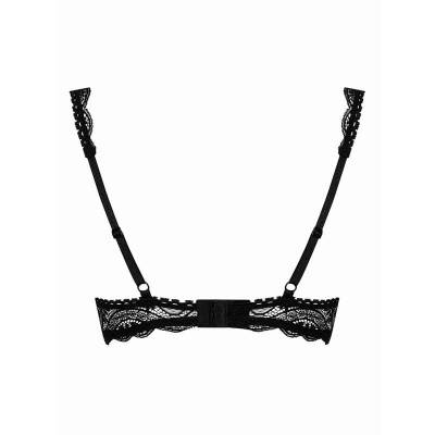 Sutiã preto de renda com alças ajustáveis e fecho traseiro