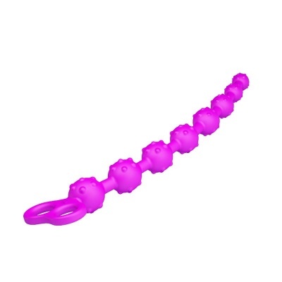 Conjunto de contas cor de rosa com textura nodular e alças em silicone