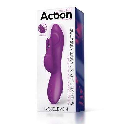 Caixa branca com vibrador roxo de silicone para estimulação G-spot e coelho