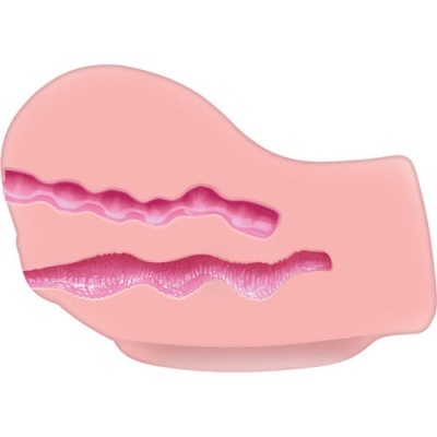 Produto de silicone cor-de-rosa com texturas internas