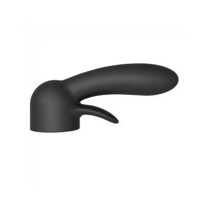 Dispositivo sexual preto ergonómico com duas extensões