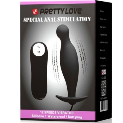 Embalagem de vibrador anal Pretty Love preto com controlo remoto