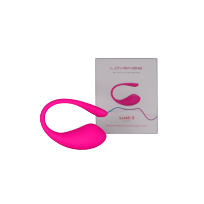 Vibrador cor-de-rosa em silicone com embalagem da marca LOVENSE modelo Lush 3