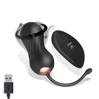 Dispositivo preto com controle remoto e cabo USB sobre fundo branco