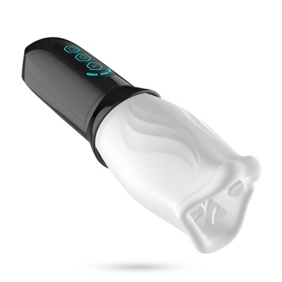 Dispositivo tecnológico preto e branco com painéis iluminados e textura ondulada