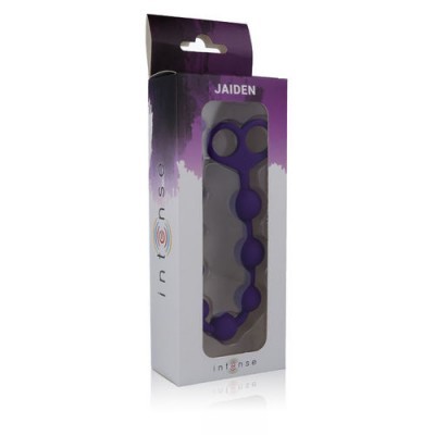 Conjunto de contas anais roxas em embalagem transparente com texto JAIDEN