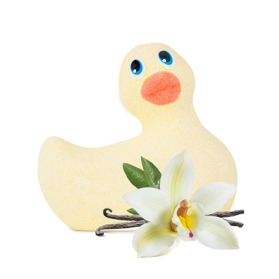 Brinquedo de banho amarelo em forma de pato com orquídea e baunilha