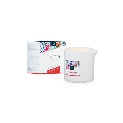 Vela perfumada em jarra branca com caixa EXOTIQ PARIS e design floral