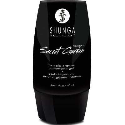 Frasco preto de gel para orgasmo feminino da marca Shunga