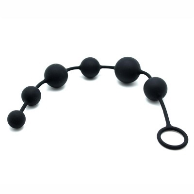 Conjunto de bolas pretas em silicone ligadas por cabo flexível com anel