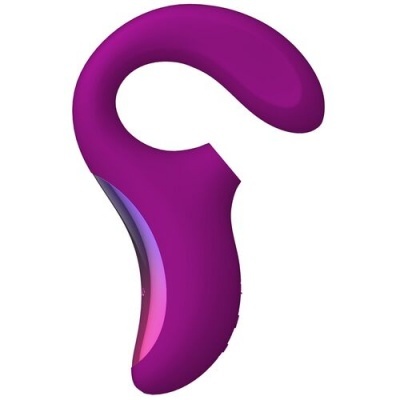 Dispositivo roxo curvado com textura lisa e brilho