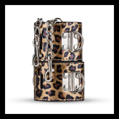 Algemas com padrão animal print e fechos metálicos prateados