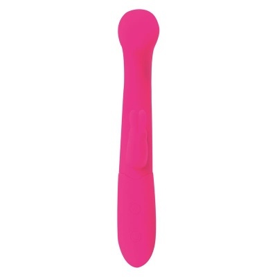Vibrador rosa em silicone com formas e texturas distintas