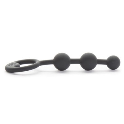 Bolas anais sex toys em silicone preto com três esferas e argola