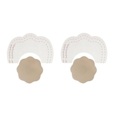 Protetores de mamilos autocolantes beige com apoio branco em meia-lua