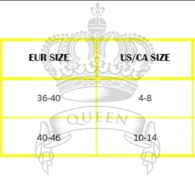 Tabela de tamanhos com valores para S-L e PLUS SIZE em EUR, US/CA e UK/AU.