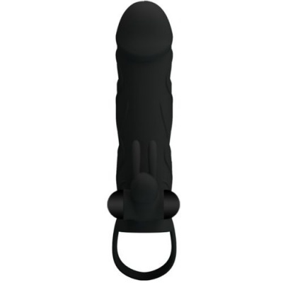 vibrador preto com anel e pequeno simulador