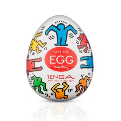Ovo Tenga Easy Beat Egg com figuras coloridas estilo Keith Haring