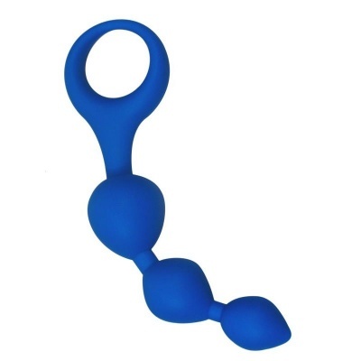 Produto de silicone azul com contas conectadas e anel circular