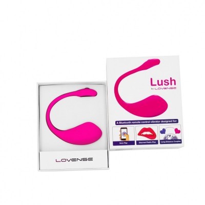 Vibrador Lush rosa com controlo remoto Bluetooth e embalagem branca