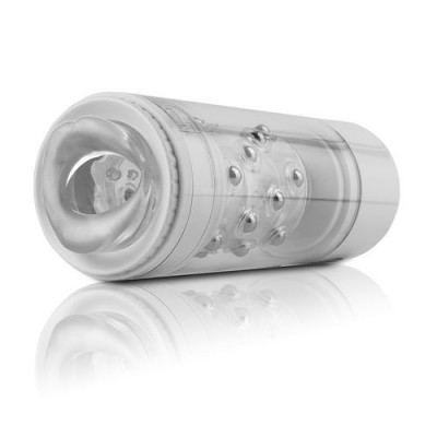 masturbador masculino transparente com interior texturizado cinza e branco