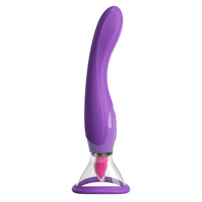 Vibrador roxo com base transparente e rosa