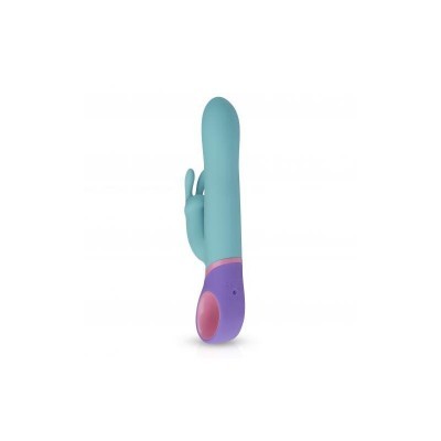 Vibrador azul com sensor roxo e botão rosa