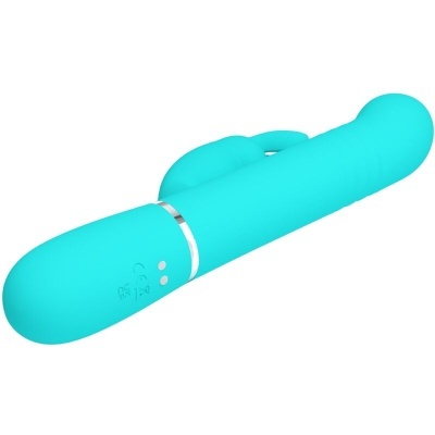Vibrador azul turquesa com detalhe prateado