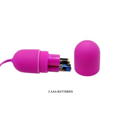 Vibrador rosa com tampa removida e duas pilhas AAA visíveis