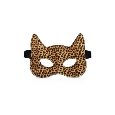 Máscara para olhos com padrão de pele de leopardo e orelhas de gato