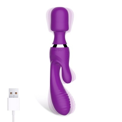 Massageador roxo com cabo USB branco