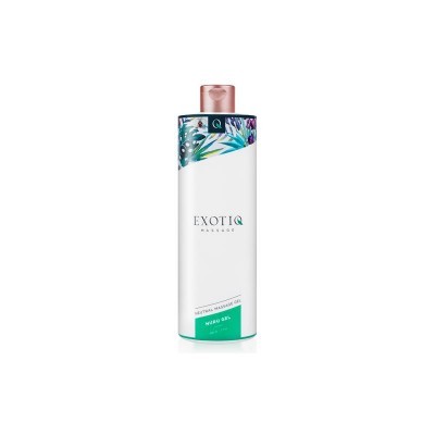 Frasco branco de gel de massagem natural Exotiq com tampa rosa
