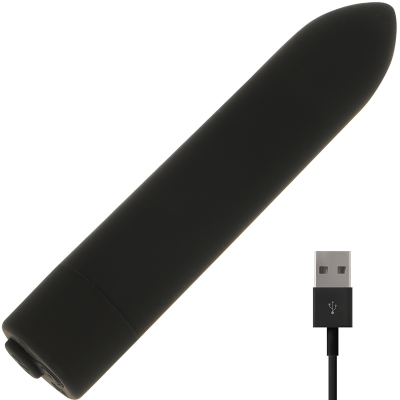 Vibrador preto com cabo USB